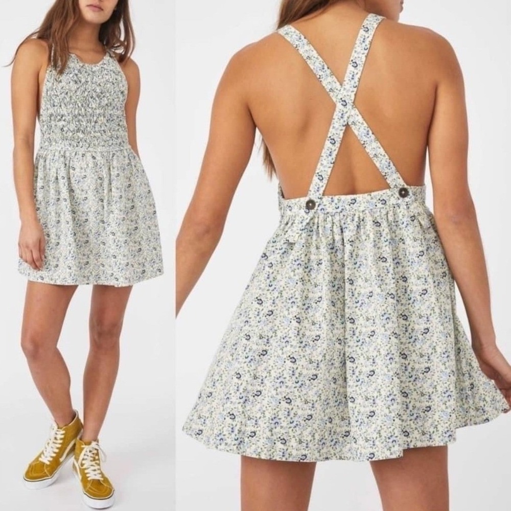 Backless Mini Dress Free People NEW Womens XS Petunia Blue‎ Floral Romantic Boho